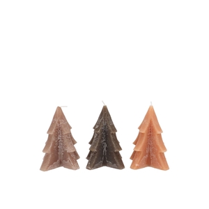 Candle Frosty Pine Tree Woods Brown Mix 6x8cm Ass