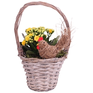 Easter Arr. Indoor Willow Handle Basket Ø15cm 1PP