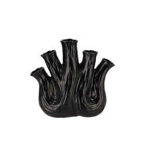 Aglio Black Vase Oval 25x11x24cm Nm