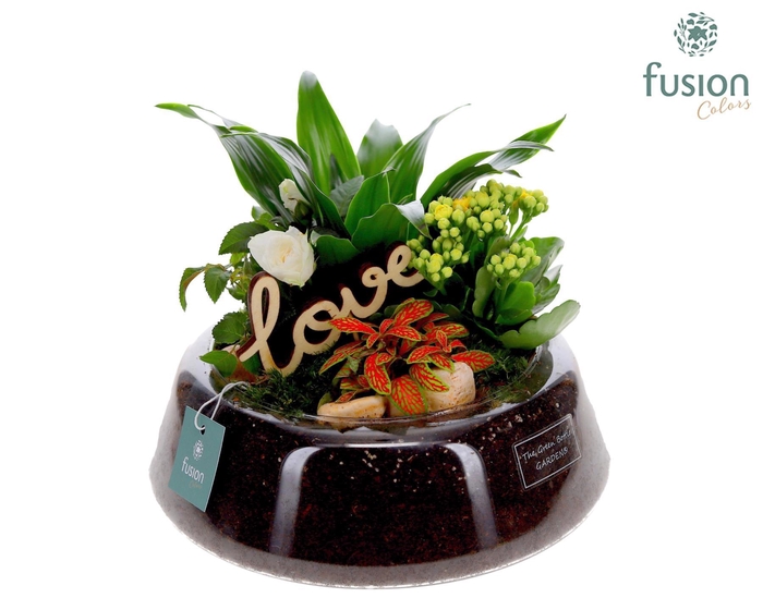 <h4>Green Bottle Christel Large Love met arrangement</h4>