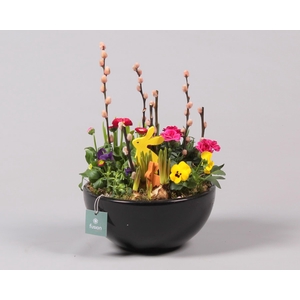 Schaal keramiek Moon Large zwart Pasen met Arrangement