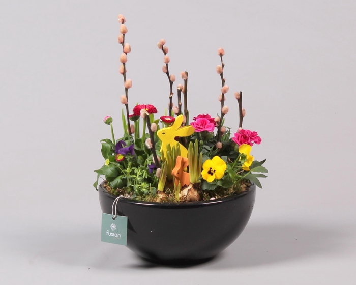 <h4>Schaal keramiek Moon Large zwart Pasen met Arrangement</h4>