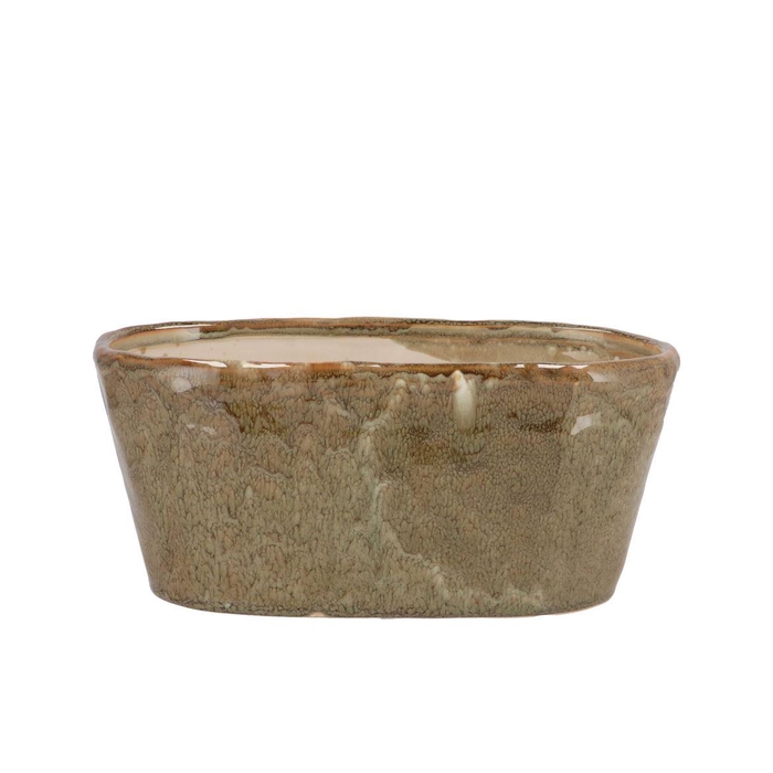<h4>Iron Stone Sand Glazed Oval Pot 25x13x11cm</h4>