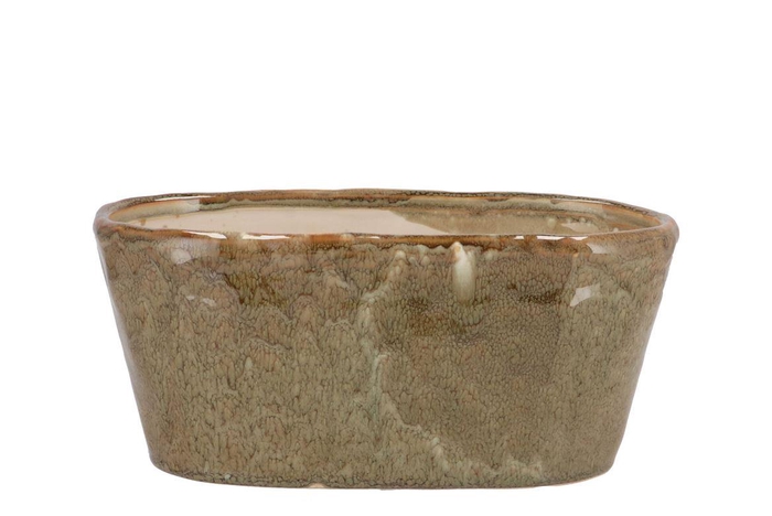 Iron Stone Sand Glazed Oval Pot 25x13x11cm