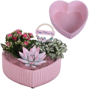 Mothersday Arr. Indoor Ceramic Heart Bowl Ribbles Ø21cm 3PP