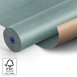 Papier: 60cm br. kraft 50gr Fond misty blauw 400m.