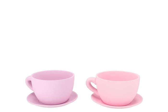 Chai Pastel Pot Cup And Saucer Ass 19x15x10cm