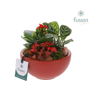 Schaal keramiek Moon Small marsala rood Love met arrangement