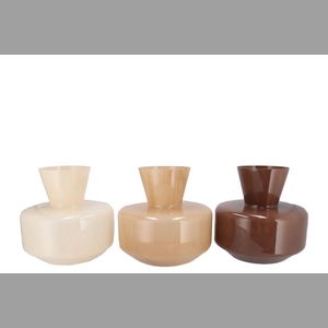 Beau Natural Brown Mix Neck Sphere Vase Ass 26x25cm Nm