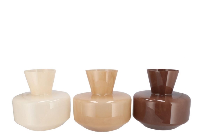 Beau Natural Brown Mix Neck Sphere Vase Ass 26x25cm