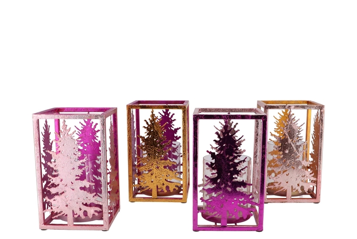 Glam Jolly Pink Mix T-light Tree Ass 12x20cm Nm