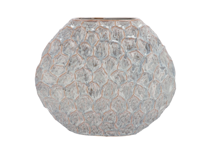 Inga Jada Grey Oval Vase Active Glaze Structure 32x12x26cm