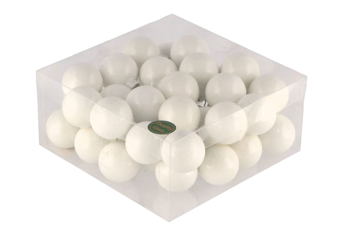 <h4>Glass Ball Shiny White 40mm P/36</h4>