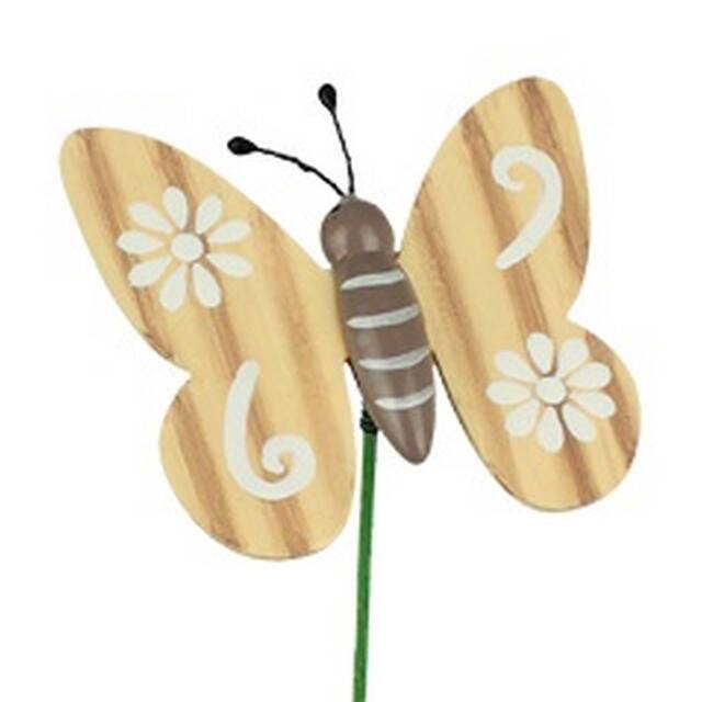 Pick Butterfly natural wood 6x7cm+50cm stick