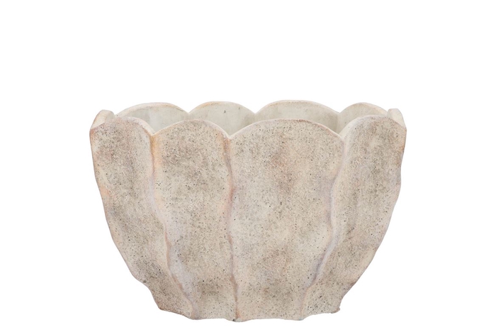 <h4>Alaska Wavy Sand Oval Pot 26x16x17cm</h4>