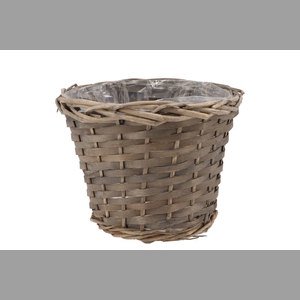 Wicker Basket Pot Round Grey 22x18cm