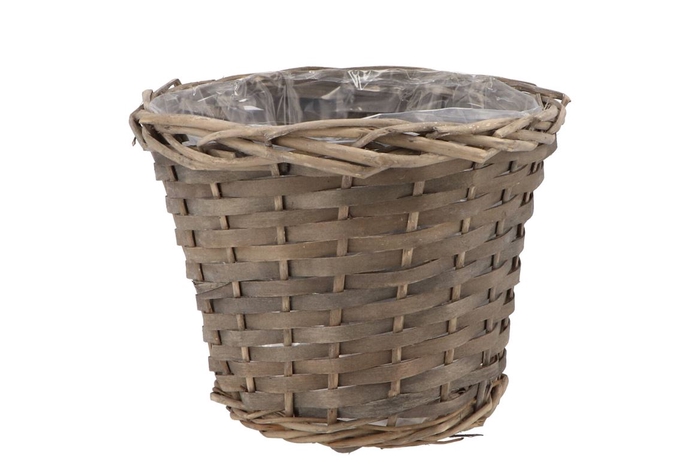 Wicker Basket Pot Round Grey 22x18cm