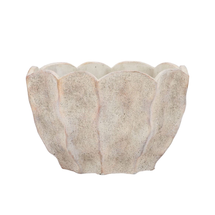 <h4>Alaska Wavy Sand Oval Pot 31x19x21cm</h4>