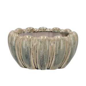 Inga Green Pot Oval Active Glaze 29x20x15cm