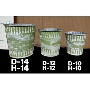 POT ZINC VERT (LOT DE 3 TAILLES)
