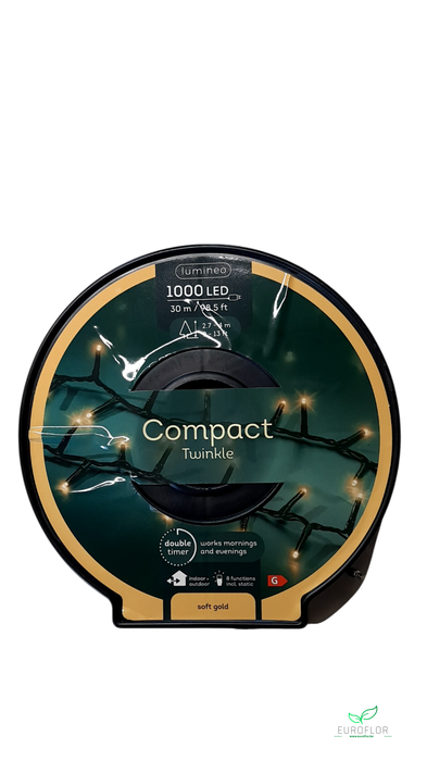 LED COMPACT LIGHTS 8 FUNCTIE TWINKEL EFFECT BUITEN ZWART/SOFTGOLD 3000CM