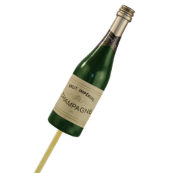 <h4>Bijsteker Champagnefles 11x3.5cm+12cm stok groen</h4>