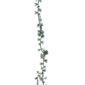 SILK FLOWERS - LARIKX GARLAND ICED WITH CONES 180CM GREEN