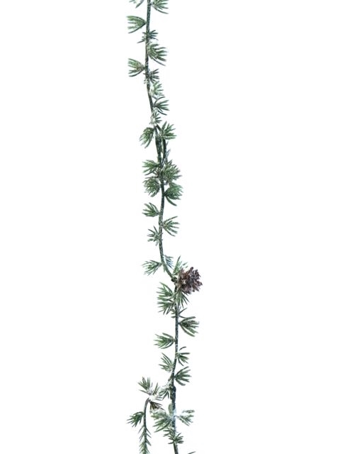 SILK FLOWERS - LARIKX GARLAND ICED WITH CONES 180CM GREEN