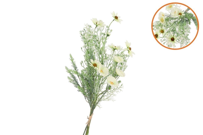 <h4>Silk Poppy Rudbeckia Wildflowers White 78cm</h4>