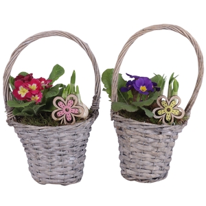 Early Spring Arr. Outdoor Willow Handle Basket Ø15cm 2PP