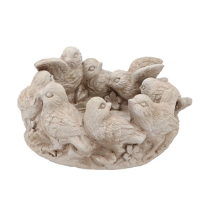 Concrete Antique Bird Bowl Round 26x25x13cm Nm