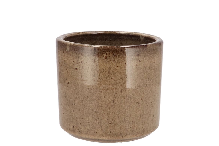 <h4>Javea Cilinder Pot Glazed Taupe 13x12cm</h4>