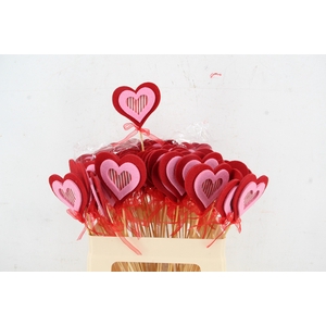 Stick Heart Felt Red Striped