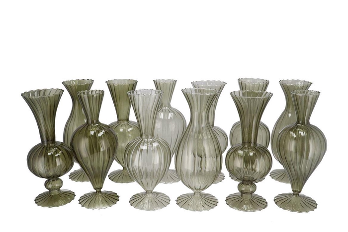 <h4>Sunny Summer Green Mix Glass Vase Ass 12x12x28cm</h4>