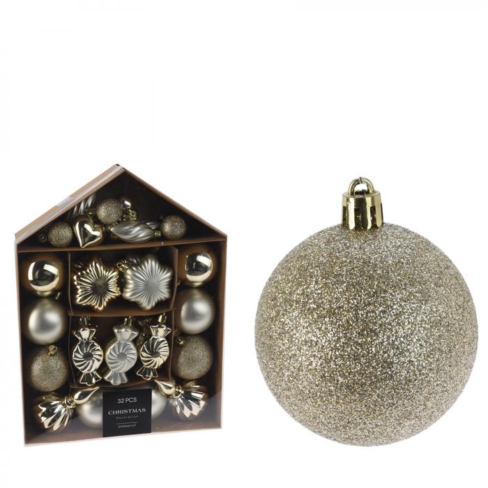 <h4>Kerstbal Kerst mix kunststof 3-11cm x32</h4>