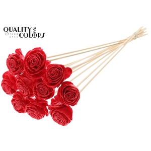 Shola Beauty Rose 6cm on stem Wax Red