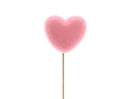 <h4>Stick heart flock pink 6cm</h4>