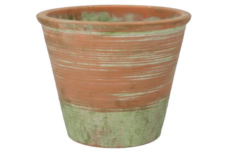 <h4>Cement Pot Oud Groen Rood 30x24cm</h4>