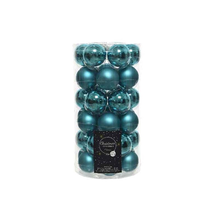<h4>KERSTBAL GLASS 40MM TURQUOISE 36PCS MAT+GLANS</h4>
