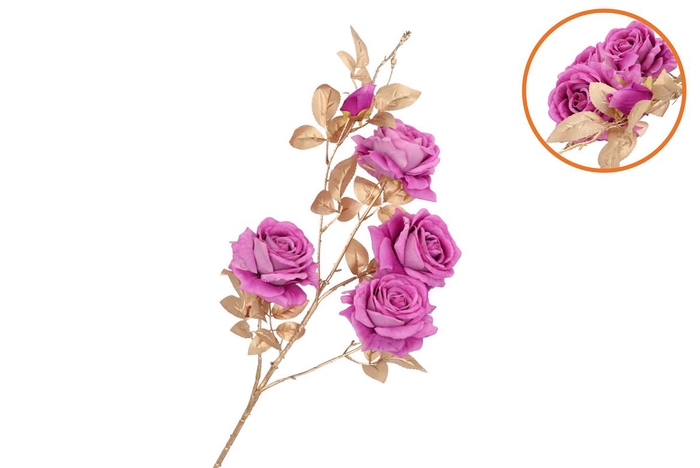 Silk Rose Goldie 5x Purple 116cm Nm