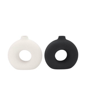 Elin White Black Vase Round Ass 11x31x31cm Nm
