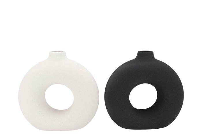 <h4>Elin White Black Vase Round Ass 11x31x31cm Nm</h4>