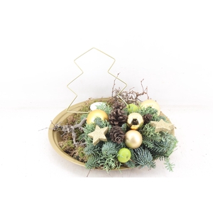 arr5 Kerst MB - Zink schaal + tree met wax gold