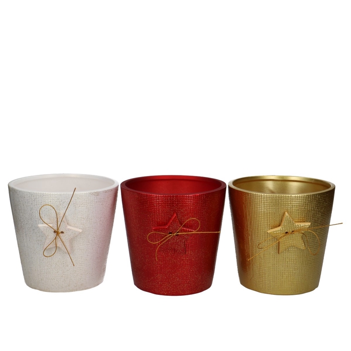 <h4>Kerst Keramiek Pot ster d13*12cm</h4>