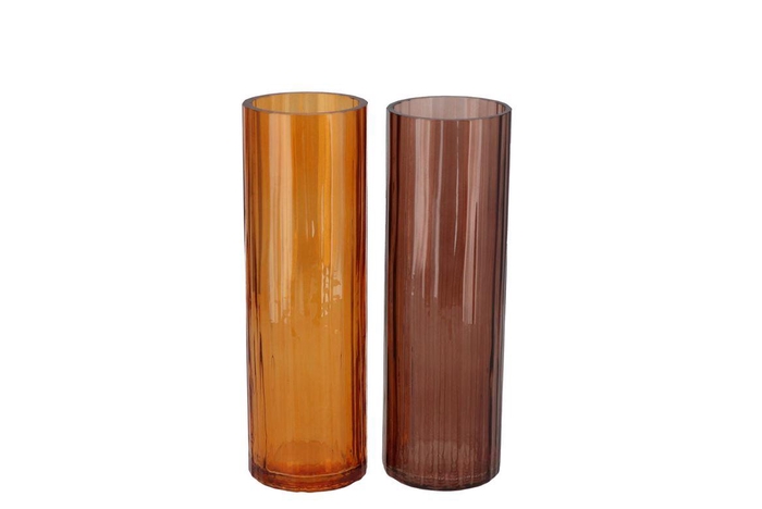 <h4>Marly Amber Brown Vase Ass 7x7x22cm</h4>