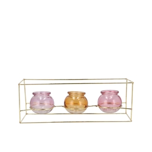 Polly Dreamy Pastel Mix Metal Rack 3 Glass Ass 35x11x13cm