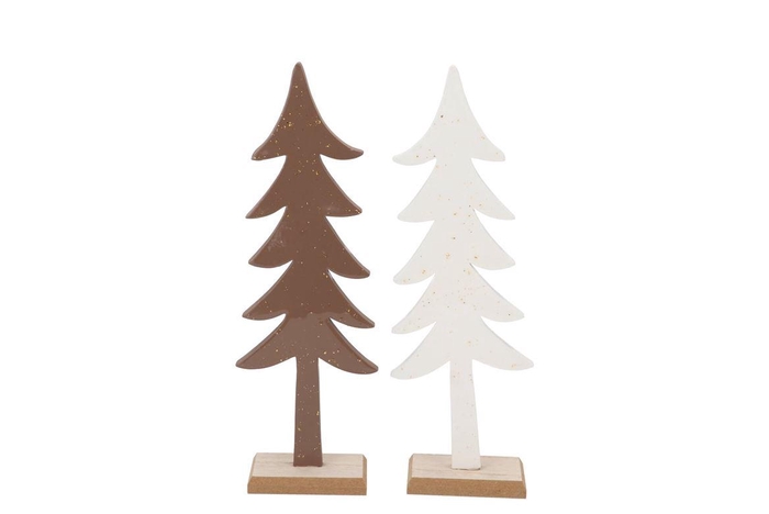 <h4>Lauren Brown White X-mas Tree Wood 10x5x30cm</h4>