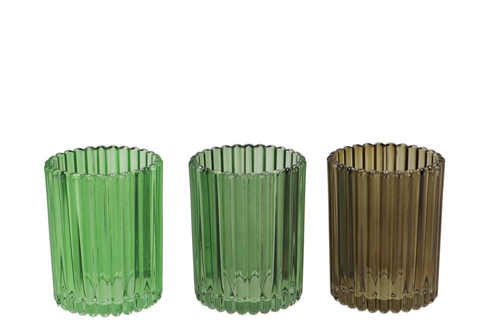 <h4>Roman Green Mix Glass Candle Holder Ass 8x8x10cm</h4>