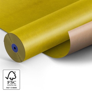 Papier: 60cm br. kraft 50gr Fond geel 400m.