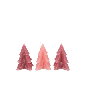 Candle Frosty Pine Tree Sweets Pink Mix 6x8cm Ass